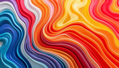 Obraz premium Abstract colorful background with vibrant plastic stripes, creating a dynamic interplay of colors, waves and shapes