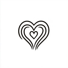 Minimalistic black heart line art on white background