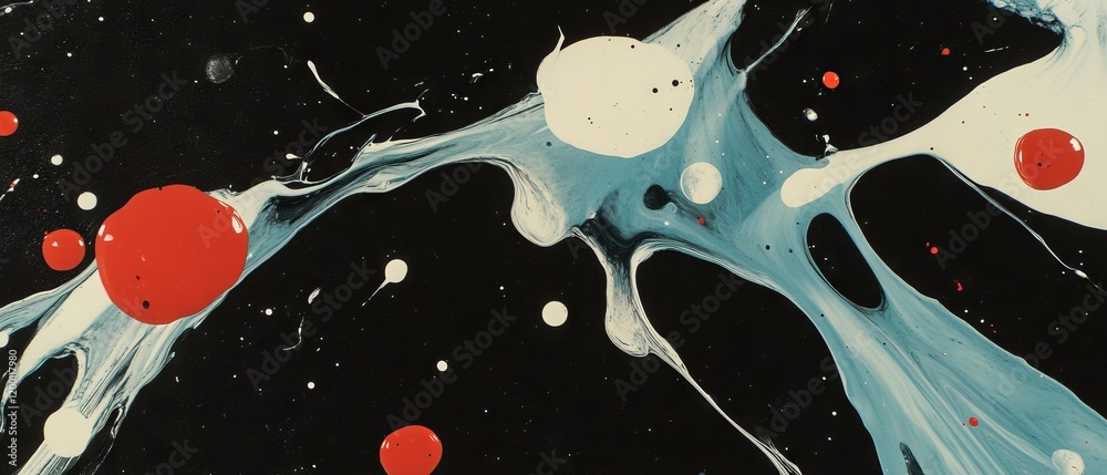 Aufkleber splattered ink creates dynamic abstract shapes with contrasting tones and vibrant colors for artisti