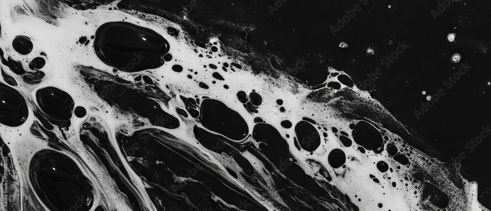 Aufkleber Splattered ink patterns creating dynamic visual textures in contrasting tones and designs
