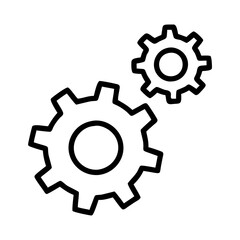 gear wheels icon, gear wheels line art - simple line art of gear wheels, perfect for gear wheels logos and icons and themed design 