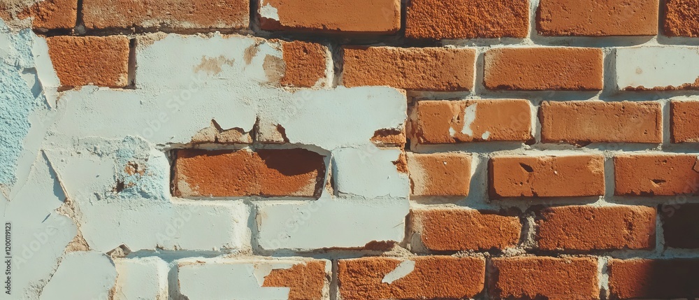 Aufkleber stained brick wall showing grime and decay in an urban setting during daylight hours