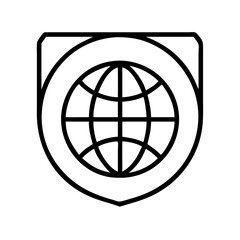 Naklejka premium globe emblem icon, globe emblem line art - simple line art of globe emblem, perfect for globe emblem logos and icons and themed design 