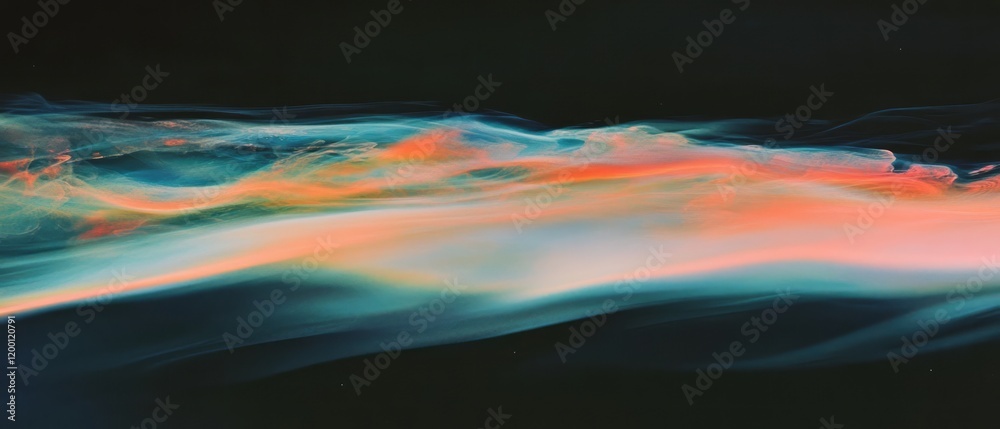 Aufkleber thin streams of colorful smoke create abstract patterns against a dark background