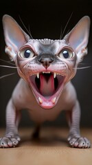 Sphynx cat. Front view. Pedigree pets concept