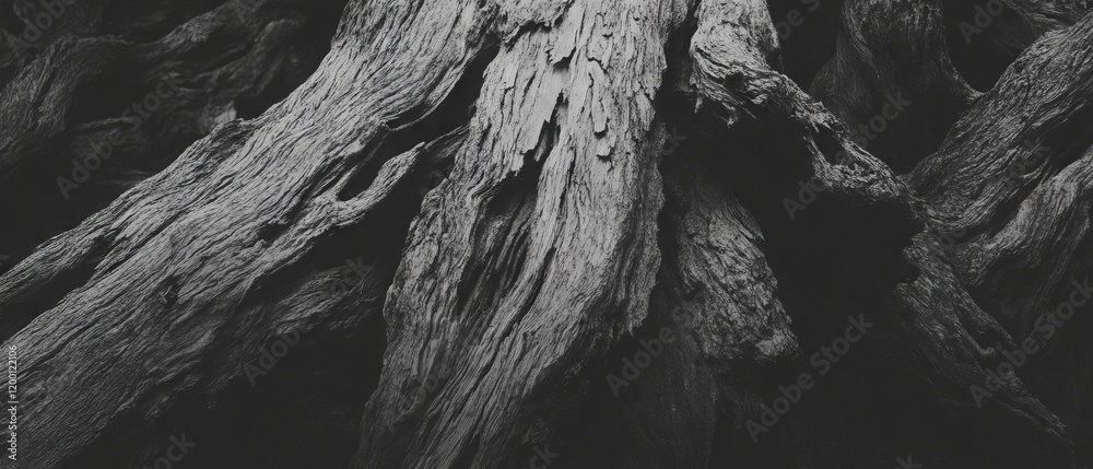Poster Intricate patterns and rough textures on tree bark capturing nature's artistry in detail