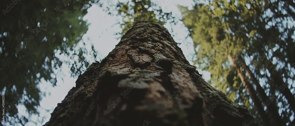 Aufkleber Exploring the intricate textures and patterns of tree bark in a serene forest environment