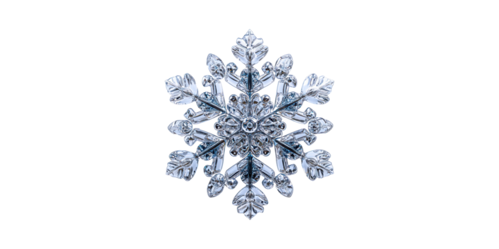 Crystal snowflake ornament isolated on transparent background