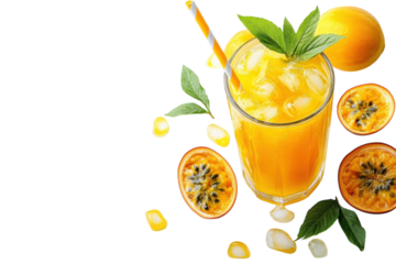 Bright tropical drink featuring fresh fruits and mint leaves designed for a refreshing summer experience
