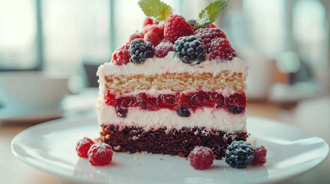 Delicious layered cake delight gourmet bakery food indoor setting close-up view culinary art