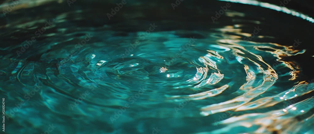 Poster Ripples created in a tranquil water bowl highlight patterns and reflections in a serene setting
