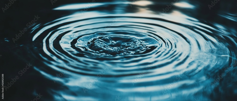 Poster beautiful ripples create mesmerizing reflections on calm water surface under soft light