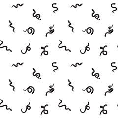 Fototapeta premium Seamless pattern with cute black minimal snakes on white background. You get 2 patterns: on white and on transparent background. 9 different simple hand drawn snakes (2+0+2+5). Happy Year of the Snake