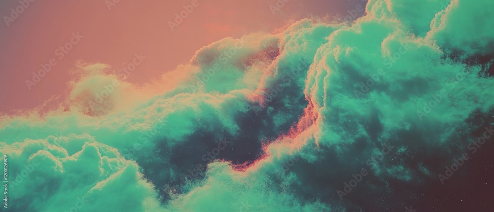 Aufkleber Wispy cirrus clouds illuminated by sunset highlights create a mesmerizing sky view