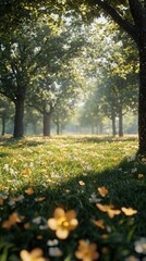 Obraz premium Nature retreat in a serene forest high-resolution textures peaceful environment morning light