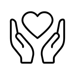 hands holding heart icon, hands holding heart line art - simple line art of hands holding heart, perfect for hands holding heart logos and icons and themed design 