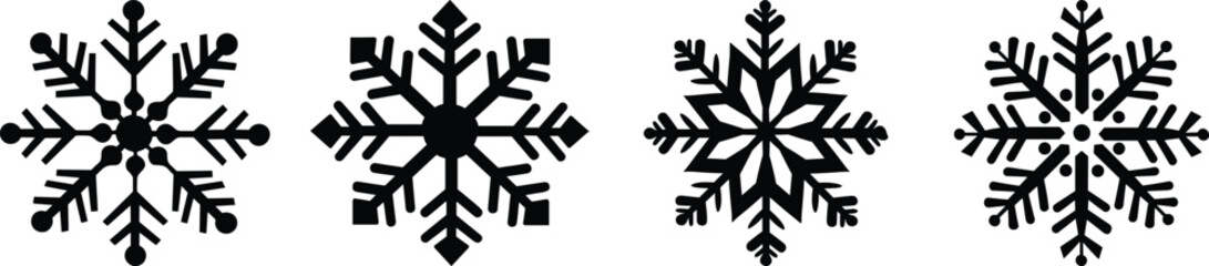 Snowflake silhouette set vector design big pack of ice illustration and icon