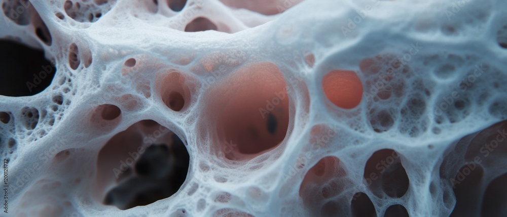 Poster Close-up view of intricate layered structure in 3D printed plastic showcasing customizable potential