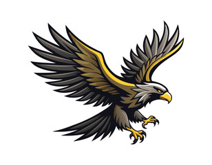 Obraz premium majestic eagle in mid-flight with wings spread wide, showcasing detailed feathers and sharp talons, perfect for wildlife and nature themes.