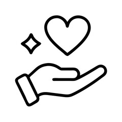 heart in hand icon, heart in hand line art - simple line art of heart in hand, perfect for heart in hand logos and icons and themed design 