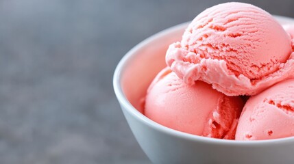 Enjoying a delightful bowl of fresh strawberry ice cream on a sunny day