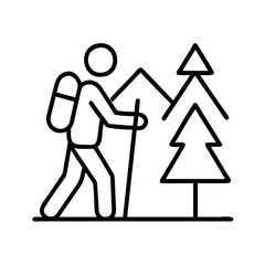 hiking icon, hiking line art - simple line art of hiking, perfect for hiking logos and icons and themed design 