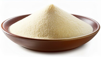 semolina in a bowl isolated on white background clipping path