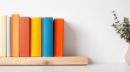 Naklejka premium Old books on a minimalist shelf showcasing vintage charm and character