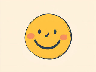 Fototapeta premium Bright smiling face with a cheerful expression on a light beige background