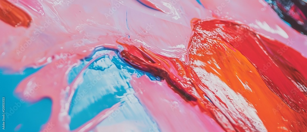 Poster bold strokes and vibrant textures create a dynamic abstract painting in rich colors