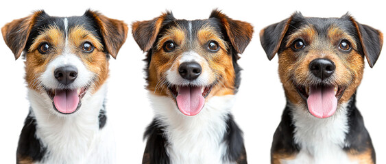 happy jack russell terriers on white background