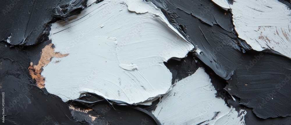Poster exploration of textured abstract shapes in oil paint on canvas