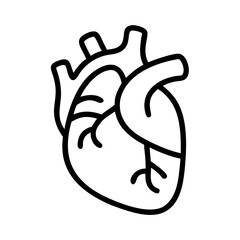 human heart icon, human heart line art - simple line art of human heart, perfect for human heart logos and icons and themed design 