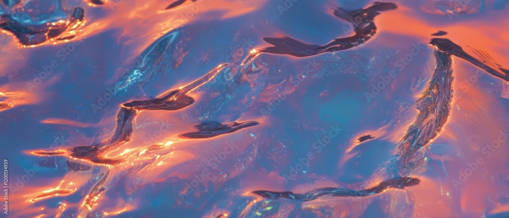 Poster seamless pattern showcasing vibrant ice textures and crystalline structures from a top view perspect