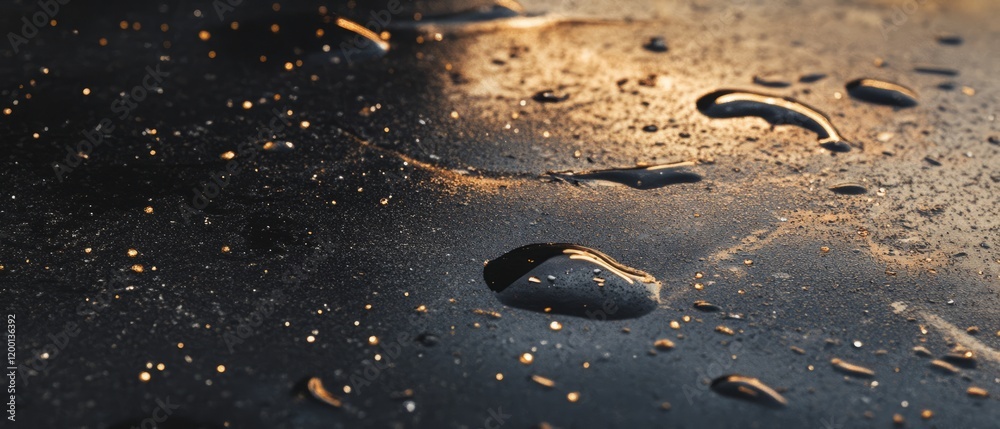 Poster exploring the intricate textures of inkjet printer marks and droplet patterns on a surface