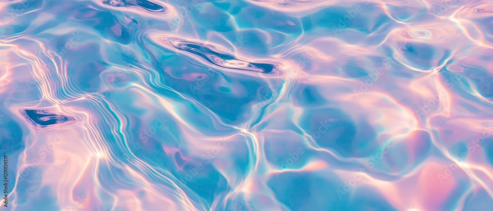 Poster rippling water surface texture with vibrant colors and gentle waves viewed from above