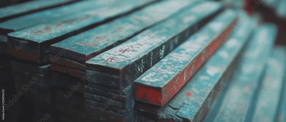 Poster Texture of laser printer marks showing sharp text and excellent toner adhesion on stacked sheets