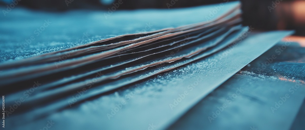 Poster Detailed view of laser printer marks on smooth sheets showing sharp text and toner adhesion