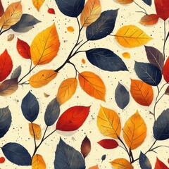 Rustic autumn leaves seamless pattern design nature digital art warm colors close-up seasonal inspiration