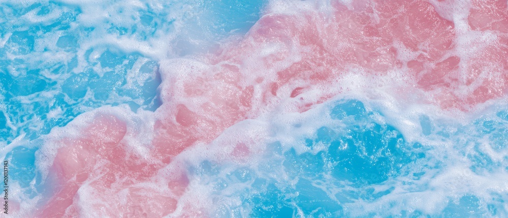 Poster vibrant ocean waves and surf create a seamless pattern in bright colors from a top view perspective