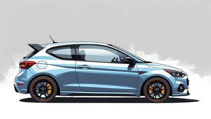 Naklejka premium Dynamic Compact Hatchback Illustration 