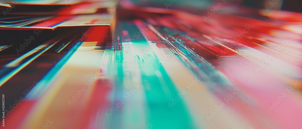 Poster Exploring texture and color distortions in offset printing with registration issues and blurry edges
