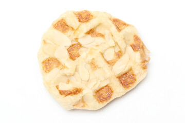mini waffle almond topping isolated on white background