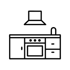 kitchen icon, kitchen line art - simple line art of kitchen, perfect for kitchen logos and icons and themed design 