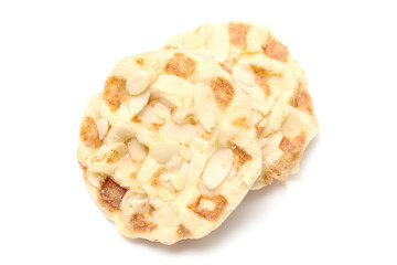 mini waffle almond topping isolated on white background