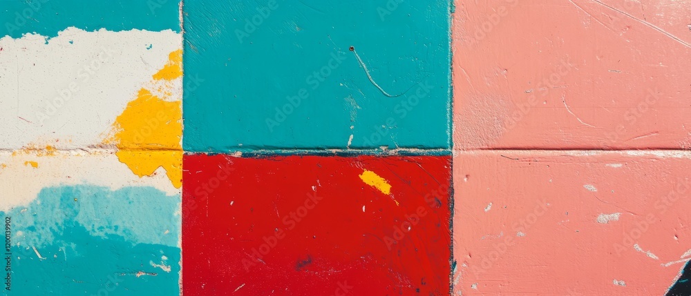 Poster Colorful texture featuring print registration marks and alignment crosses across multiple surfaces