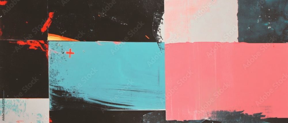 Poster Registration marks and color alignment texture in print design showcased in vibrant hues