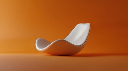 An abstract, simple chair shape on an orange background, a minimalistic design
