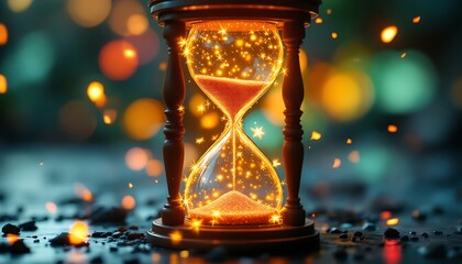 Magical Hourglass with Glowing Sand and Stars