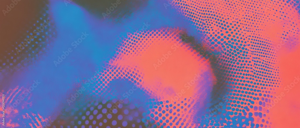 Poster close-up view of printed texture showcasing vibrant halftone dots and rich color blending